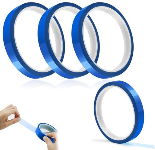 YALIYU Heat Resistant Tape - 4 Rolls of 10mm x 33m Blue Heat Tape, High Temperature, Heat Proof for Electric Tasks, 3D Printers, Soldering, Painting & Packing