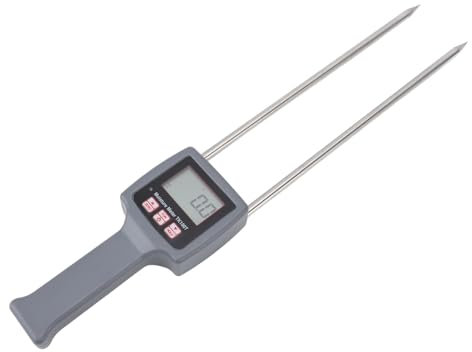 Tester di umidità per Cereali, Misuratore di umidità Portatile per Fieno Analizzatore Professionale del Contenuto D'acqua Sonda Digitale Portatile per Test di umidità di Fieno