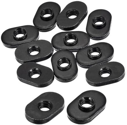 sourcing map Tuercas en T deslizantes de agujero centrado, 10 tuercas chapadas en zinc de acero al carbono de 1/4 a 20 para extrusiones de pista en T