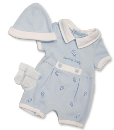 Premature Baby Clothes 3-5lbs or 5-8lbs - Tiny Baby Clothes Set with Romper and Socks, Blue, 3-5 lb