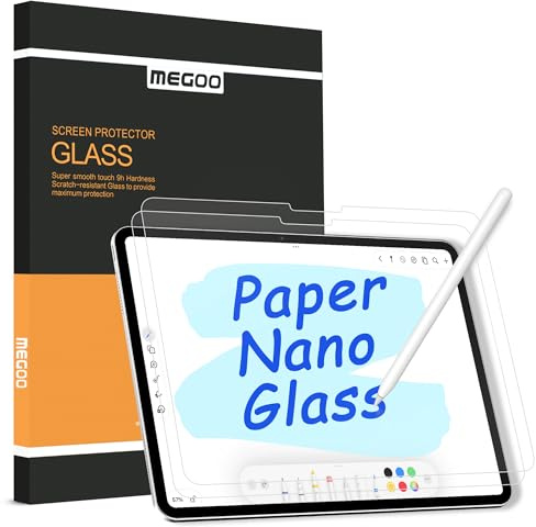 MEGOO Papierglas Displayschutzfolie für iPad Air 11 Zoll M2-M3 (2024-2025 6/7te Gen), Matt für Zeichnen/Anti-Glare/Einfache Installation/Kompatibel mit Schutzhülle, 2er-Pack