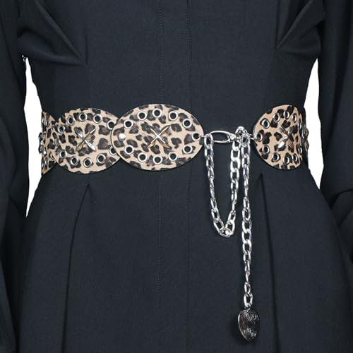 PU Leder Kettengürtel Für Damen Street Wear Großer Ösengürtel Taillenkette Für Kleider Erwachsene Unisex Ethnische Kette Hüftgurt