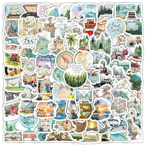 CJMUQHEHH - Confezione da 100 adesivi in PVC impermeabili per viaggi, scrapbooking, progetti fai-da-te, decorazione di laptop e altro - Colorati, forma irregolare, motivo a scacchi, finitura lucida