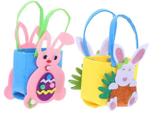 FELTECHELECTR 2St Handkorb Kaninchenplüschtaschen Hase leerer Osterkorb Ostertüten für Osterkorb aus Filz Filz-Ostertaschen mit Henkeln Osterkörbe Filz-Osterleckerli-Boxen gefühlt
