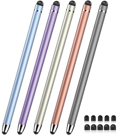 MEKO 5 Pack 2 in 1 Tablet Stift mit Gummispitze für alle Handys/Tablets