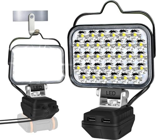 Work Light for Worx V20 Battery Lamp, 84 W 8000 LM, Portable Wireless Floodlight with USB and Type C Quick Charging Port for Worx Tools, LED Spotlight for Camping, Fishing, Workshop (No Battery)