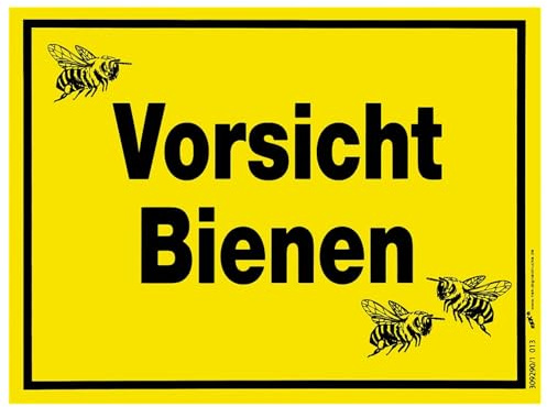 Imker Warnschild Vorsicht Bienen, 20x15 cm, Gelb