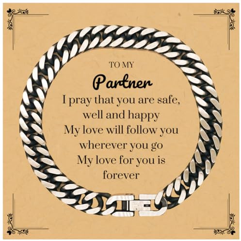 Partner Cuban Link Chain Bracelet - My Love Follows You, Forever, Christmas, Unique, Confidence