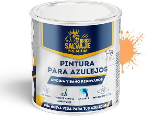 BRICOSALVAJE Pintura para Azulejos de Baño y Cocina SATINADO Premium, alta resitencia, lavable, fácil aplicación (SOL, 4 Litros)