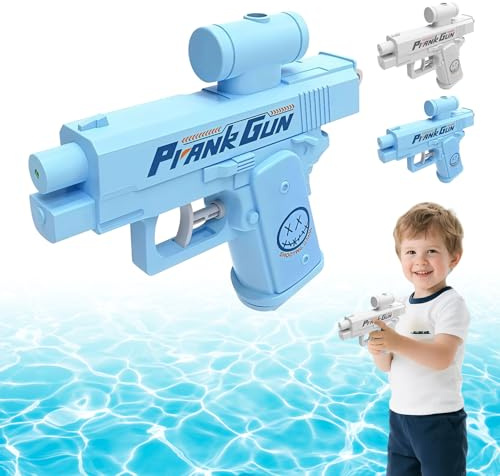 Prank Water Gun, 2PCS Compulsive Two-Way Water Gun Spray from Front and Back, Hilarious Novelty Toy for Parties & Summer Fun(Blue, White)
