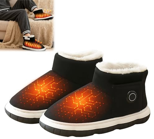 ADDLIVE Zapatillas Calefactables, USB Zapatillas Termicas 3 Temperaturas, Calentador de Pies Electrico para Mantenerse Calient, Negro, (40-41)