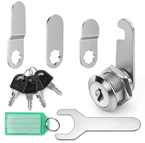 Serrure de Boîte aux Lettres 16 mm, Serrure de Sécurité à Came avec 4 Clés 4 Plaques de Sécurité Différentes, serrure boite aux lettres à levier pour boîtes aux lettres, portes d'armoire