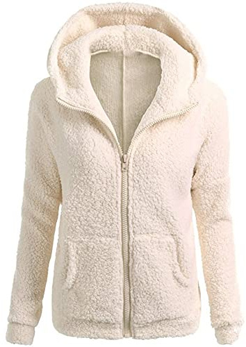 Generisch Winterjacke Damen Warm Fleecejacke Warm Winter Teddyjacke Elegant Jacke Mit Reissverschluss Damen-Jacken Einfarbig Mantel Mit Taschen Plüschjacke Leichte Plüschmantel Outdoor Flauschjacke