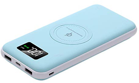 Power Bank,PowerBank Qi Charger Wireless 10000mAh Fast Charging External Battery Pack with LED Display, Dual USB and Dual Input (Type-C & Micro USB) for All the Smartphones Devices