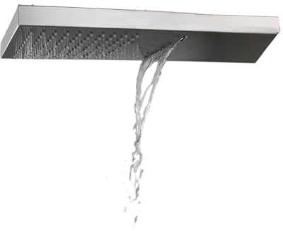 Soffione doccia quadrato spazzolato in nichel con getto a pioggia e cascata, ultrasottile in ottone massiccio for bagno