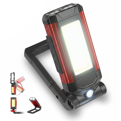 LED Arbeitsleuchte mit Drehbar Magnetfuß,Wiederaufladbare COB Werkstattlampe Ultrahell,Taschenlampe Inspektionslampe mit 7 Arbeitsmodi,Magnetlampe für Auto Reparatur,Camping,Werkstatt und Notfal