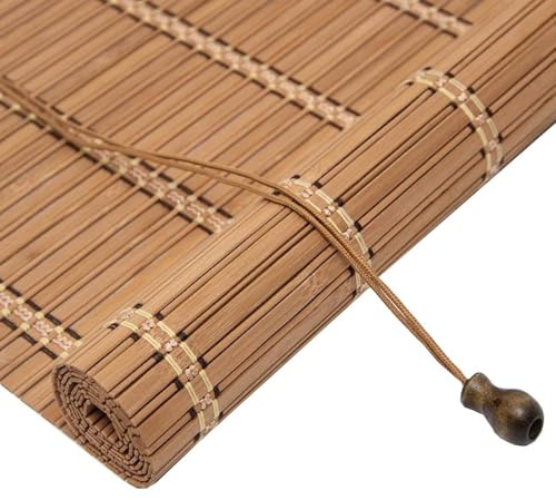 Bambusrollo Ohne Bohren Bambus Rollo Aussenbereich 40 50 60 70 80 90 100 110 120 140 160cm Bambus Jalousien Innen Sonnenschutz Wetterfest Bambus Raffrollo Für Fenster Und Türen(Carbonized A)