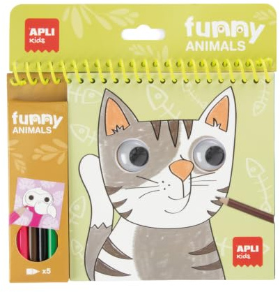 APLI Kids 20576 - Malblock Tiere mit Stiften und Wackelaugen
