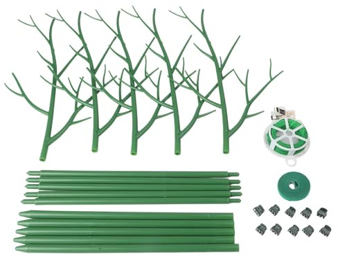 Lagomloot Lot de 5 piquets de support pour plantes grimpantes, tiges en mousse verte avec clips et attaches pour orchidées Monstera Pothos, ensemble de treillis de jardin réglable