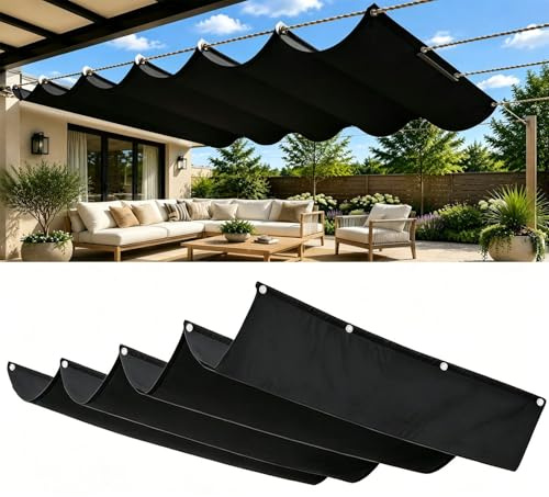Vela Ombreggiante a Onda Retrattile 1.5 x 1.5 m Protezione Solare Respirante Impermeabile Antivento Robusto Panno Ombreggiante per Giardino Esterno Giardino, Nero