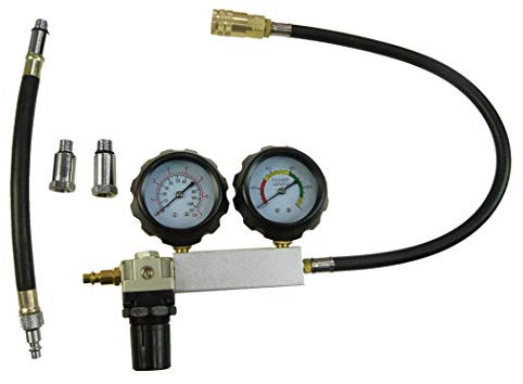 KATSU Cylinder Leak-Down Tester Kit, Car Truck Motor Gasoline Engine Compression Dual Pressure Gauge Leak Detection Tool Set with Extension Rod 450845