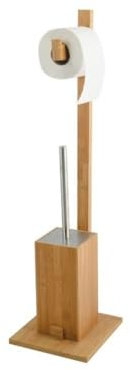 MSV, WC Combinato 2 in 1 con Porta WC con Contenitore Interno Rimovibile per scopino, Acciaio Inossidabile, scopino e distributore di Carta igienica, Contenitore per WC Non Fisso