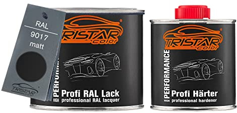 TRISTARcolor RAL 9017 Verkehrsschwarz matt Lack Dose + Härter 0,75 L | 2K-Set aus Lack + Härter, schnelltrocknend