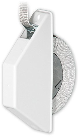 Mini-Halbeinlass-Gurtwickler 'Dimo' mit Abdeckhaube, Farbe: weiß, inkl. Gurt 15 mm x 5 m Länge, Gurtfarbe: grau, Lochabstand: 135 mm, von EVEROXX®