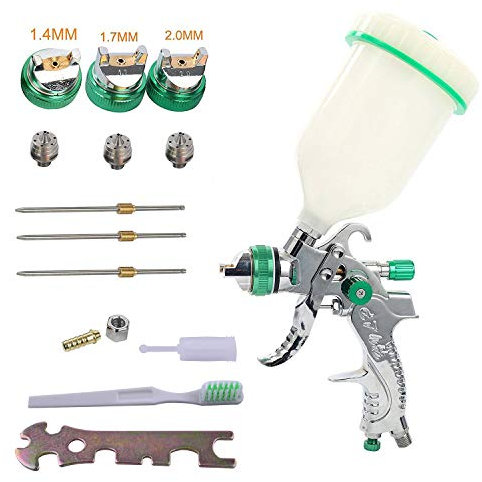 JHKJ Set di Pistole a spruzzo per gravità a 3 Pezzi (1.4/1.7/2.0mm) HVLP.
