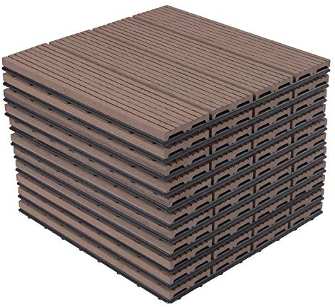 Lestarain Balkonfliesen WPC Fliesen, 30x30 cm bodenfliesen Outdoor, klickfliesen für Balkon Garten, klicksystem, 11 Stücke für 1m²
