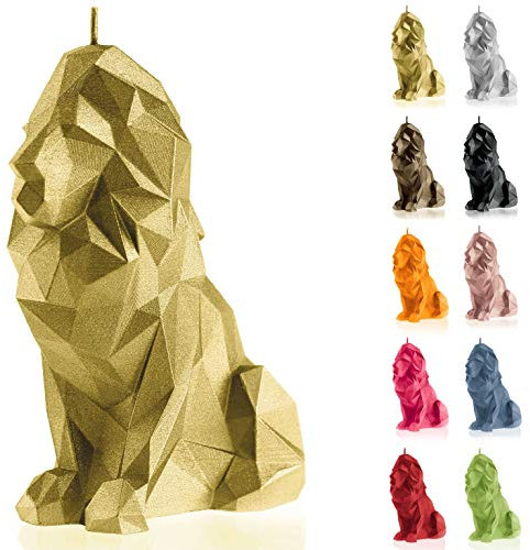 Candellana Handmade Lion Low-Poly Kerze Geschenk- Lustig - Dekorative Kerze - Home Décor - Geschenke für Freunde - Baumwolle Docht - Brenndauer 74h - Classic Gold Kerze