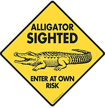 Lotusworld - Cartello Stradale Alligator Sighted.Enter At Own Risk, in Alluminio, 30,5 x 30,5 cm