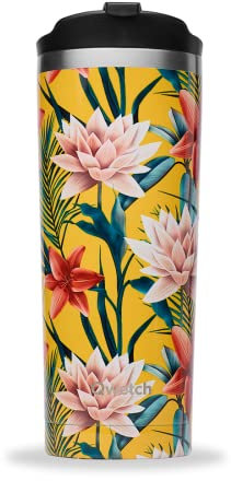 QWETCH - Isolierbecher Travel Mug - Tropical Yellow 470ml - Kaffee & Tee Reisebecher aus Edelstahl - 6h heiß und 12h kalt - BPA-frei, wasserdicht & wiederverwendbar