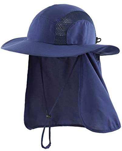 Magracy Sombrero safari para hombre al aire libre UPF 50+ con protección solar para safari, de ala ancha, con solapa para el cuello