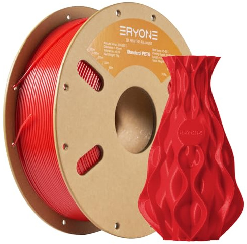 ERYONE PETG Filament 1.75 mm, 3D Drucker Filament PETG, +/- 0.03 mm, 1kg 1 Spule, Rot