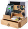 iCozzier Supporto da scrivania in bambù per più dispositivi Dock Station Watch Organizer portachiavi con cassetto per Watch, Pods, Pad, Smartphone, Tablet, Kindles