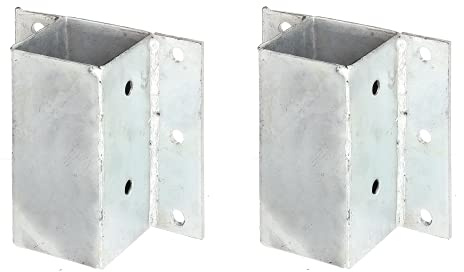 Alberts 208677 Pfostenträger für L- und U-Steine o. Mauern | zum Anschrauben | feuerverzinkt | 71 x 71 mm | 2er Set