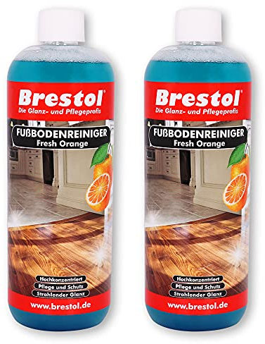 BRESTOL® Bodenreiniger Orangenfrische 2x 1 L - Konzentrat für 500 Anwendungen - Kraftvolle Reinigung & Frischer Duft für Fliesen Laminat Parkett Steinböden PVC Linoleum uvm.