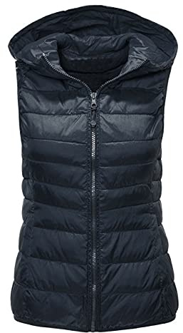 HHMY Steppweste Damen - Leichte Puffer Weste Jacke Einfarbige Gesteppt Weste Bodywarmer Frühjahr Herbst Winter Übergangsweste Outdoor Winterweste Gilet Jacke Kapuzen Ärmellose