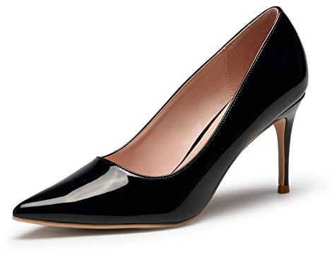 GENSHUO Donna Tacco Alto, Scarpe Tacco a Spillo 8 cm / 3,15 Pollici Décolleté con Tacco per Le Donne Scarpe da Sera a Punta Abito da Sera Pompe Prom Stiletto High Heels Nero Taglia 42 EU