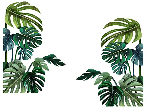 Tropische Grüne Verlässt Pflanze Wandtattoo Wandsticker, DIY Groß Wandtattoo Wandaufkleber, Grüne Pflanze Blätter Schildkrötenblatt Wandsticker Wanddeko für Wohnzimmer Schlafzimmer Flur Kühlschrank