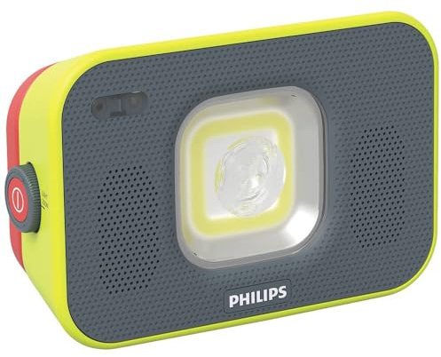 Philips LED-Arbeitsleuchte Xperion 6000 Flood Audio, wiederaufladbarer LED-Strahler mit Zoom- und dimmbarem Flut- und Spotlicht, Bluetooth Lautsprecher, 1000lm, Gestensteuerung, Powerbank Funktion