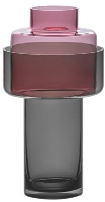 REMEMBER Glasvase Aura Purple, aus 2 Glaskörpern, H 31 cm, Ø 17 cm - Moderne Glasvase