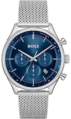 BOSS Chronograph Quarz Uhr für Herren Kollektion Gregor mit Edelstahl- oder Lederarmband