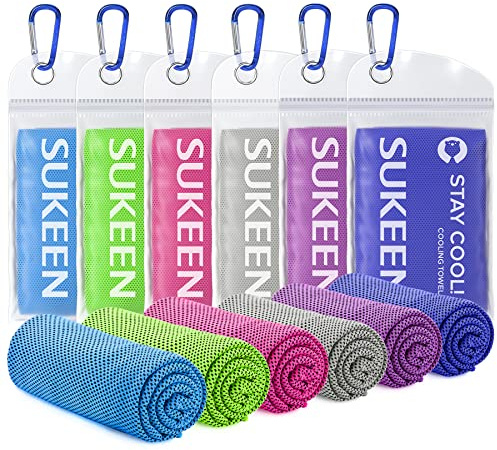 Sukeen Cooling Towels 6 Pack (40x12), Cooling Towels for Neck and Face, Quick Dry Sport Camping Cooling Towel, Cold Towel for Hot Weather