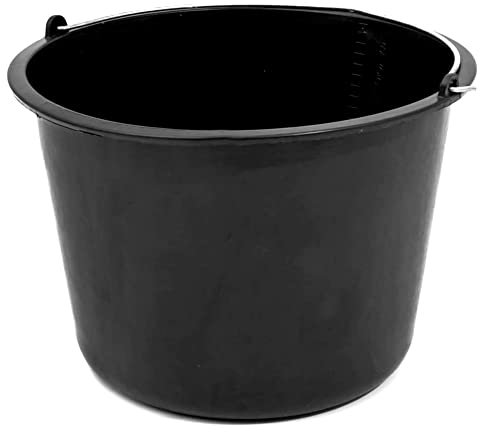 Secchiello per malta, 16 l, per cantiere, 34 cm, colore nero