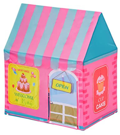 Baroni Toys Tienda de Juegos para Niños Rosa y Azul 3 4 5 6 7 Años, Casa de Juegos, Bolsa de Transporte, Tienda Juguete para Interiores y Exteriores, Casa para Niños, 100x70x110 cm