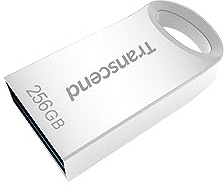 Transcend 256GB JetFlash 710 USB 3.0 USB-Stick, ultraklein, Silber | USB 3.2 Gen 1 Speicherstick, Metallgehäuse, Schlüsselanhänger-Design