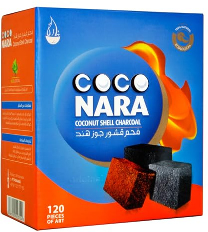 CocoNara Carbón natural para cachimba de cáscara de coco por Coco Nara, 120 unidades