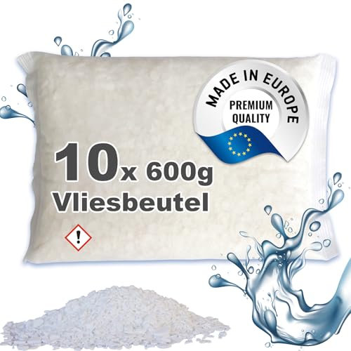 Bluecraft - 10x 600g Luft-Entfeuchter Nachfüllpack Calciumchlorid Prills im Vliesbeutel - für Granulat Box | Raumentfeuchter ohne Strom | Feuchtigkeitskiller, Schutz gegen Schimmel